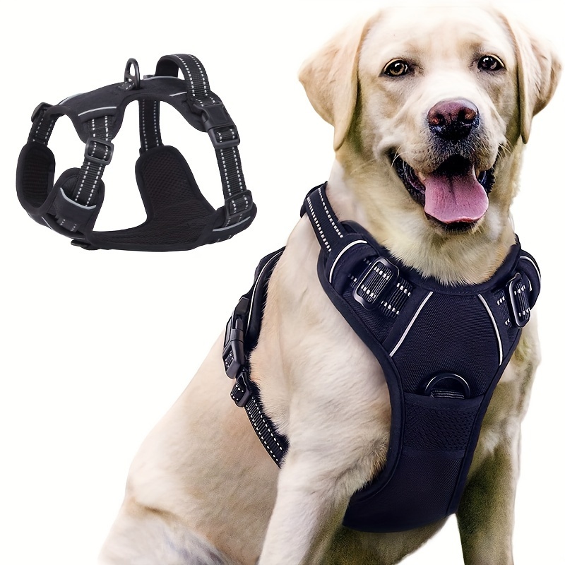 medium dog harness adjustable soft padded vest Temu Mauritius - Main Image