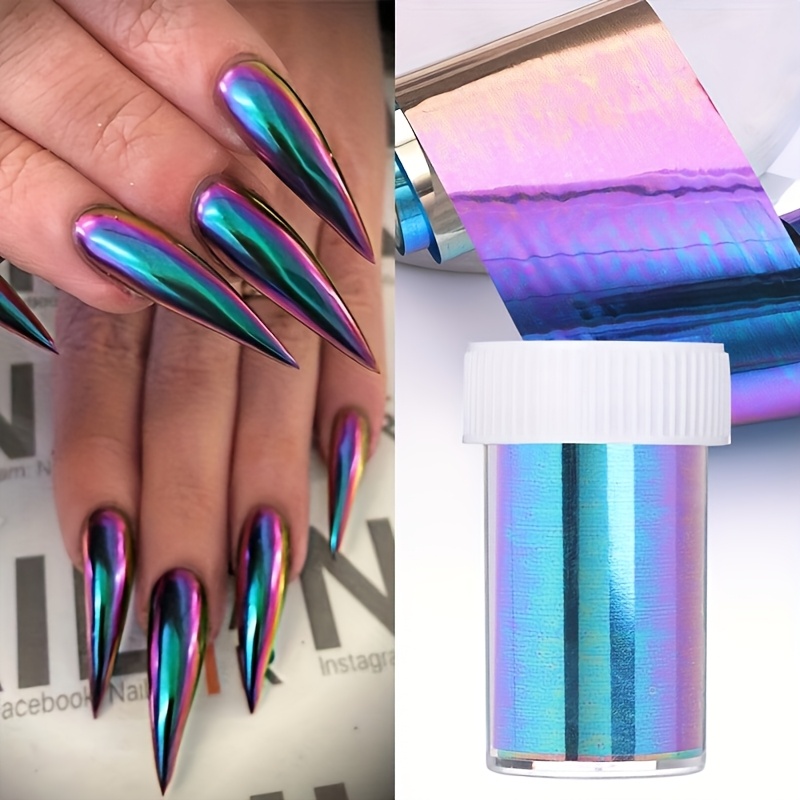 1 Roll Purple Nail Foil Transfer Stickers, Laser Color Changing Dragon Foil Nail Art Decals, Gradient Color Nail Foil Transfer Sheets For Diy Manicure