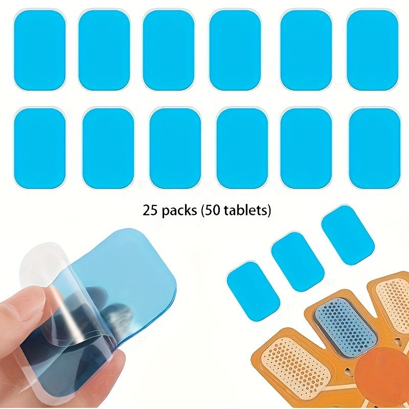 

50-pack Self-adhesive Blue Gel Pads For Abdominal Fitness Equipment, Pet Material, Universal Fit For Workouts - Exercise Machine Attachments