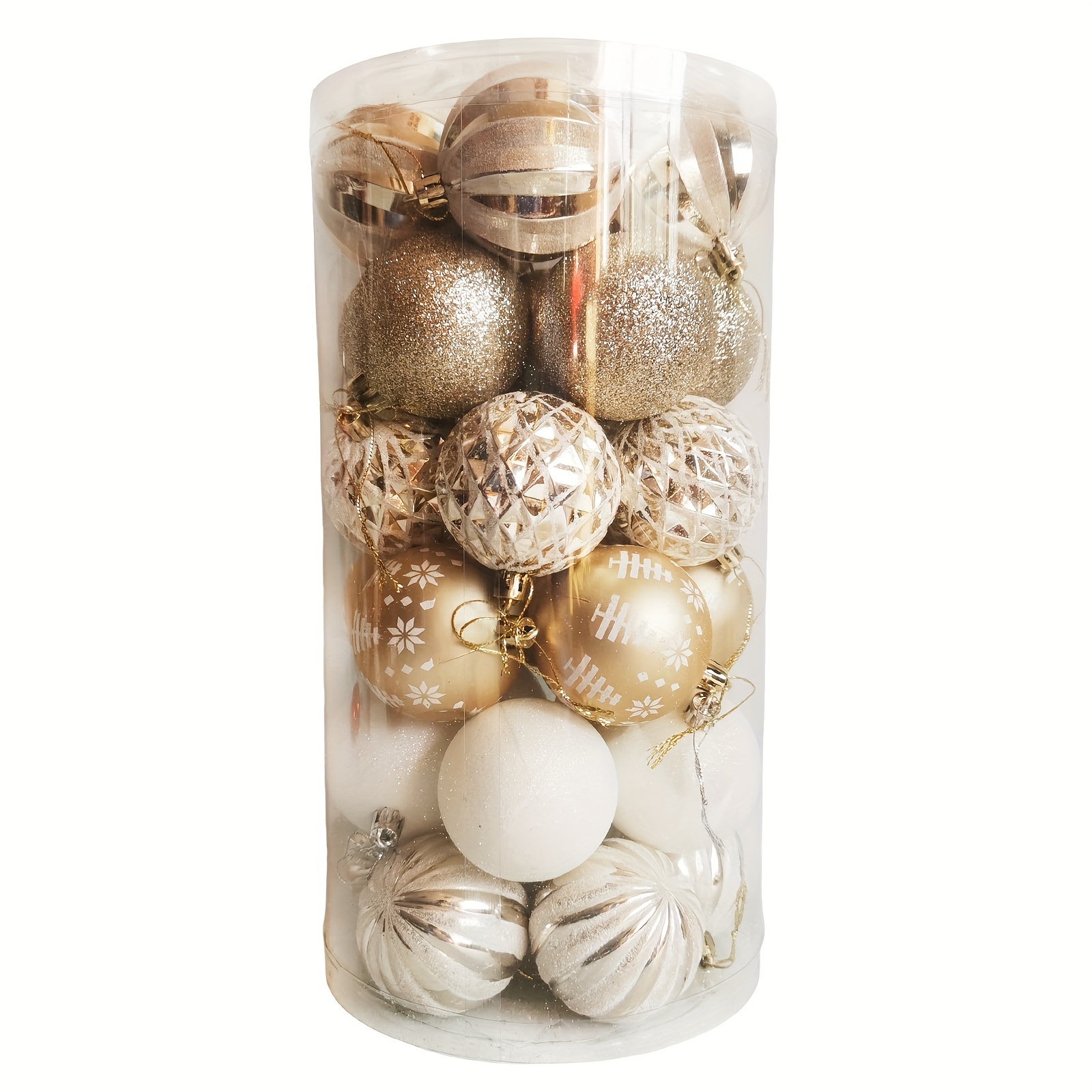 TEMU 30pcs White And Golden Christmas Ornaments Set, Shatterproof Christmas Tree Decorations Ball Ornaments Bulk, Elegant Hanging Ornaments For Xmas