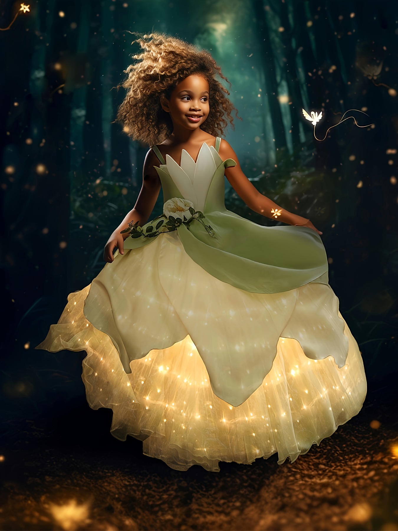 girls led light-up princess dress with cape - blue gradient fairy tale  costume, 50-60 leds, battery-powered (aaa not included) for halloween  christmas birthday party outfit, fairy dress, fairy t attire, fabric,  festive