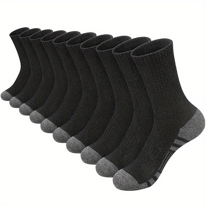 

5 Or 10 Pairs Of Men's Anti Odor & Sweat Absorption Crew Socks, Comfy & Breathable Elastic Sport Socks, For Daily And Outdoor Wearing