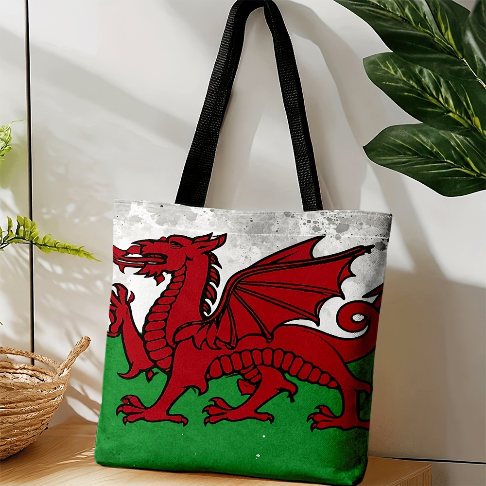 TEMU Crossbody And Handbag Suitable For Men And Women, Vintage Distressed Welsh Red Dragon Color-block Print, Convertible Tote & Crossbody, Unisex,