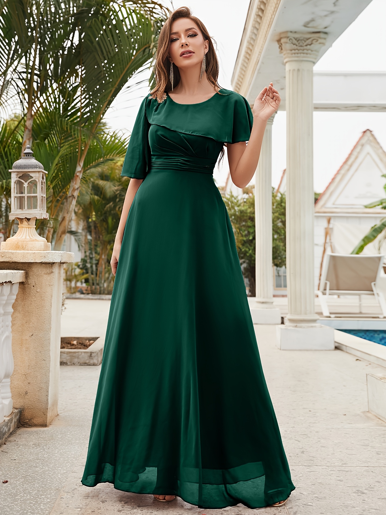elegant floral embroidered flower chiffon bridesmaid dress - Temu Germany