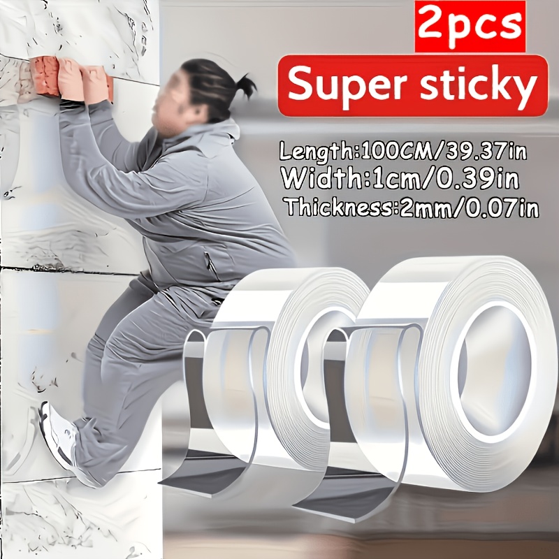 Image of Durable Double-sided Nano Tape - Ultra-strong , Reusable, Ideal For Art And Holiday Decorations - Multifunctional Adhesive For All Surfaces