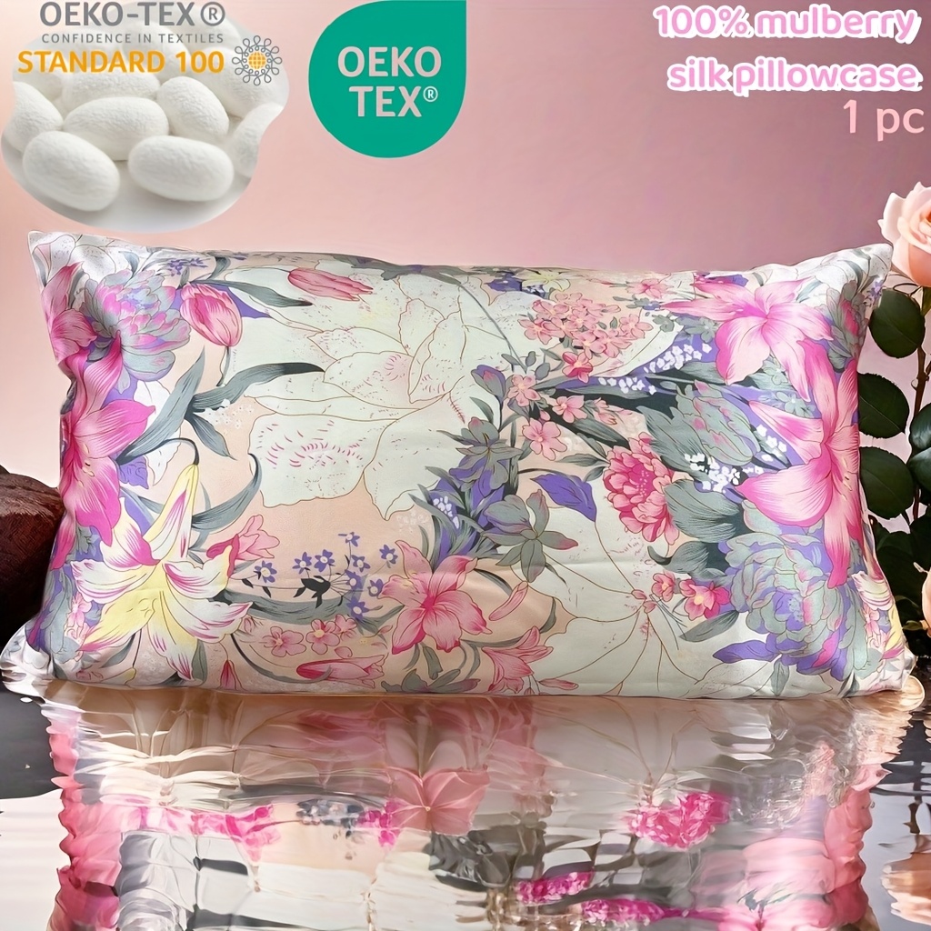 1pc Silk Pillowcase 19Mm, Hair And Skin Care, Double-Sided Irregular Printing (Without Core)