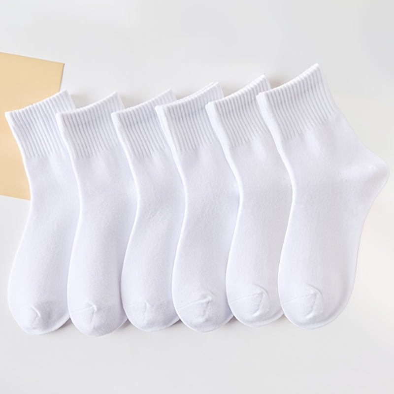 

6-pack Men's Mid-calf Socks, 95% Polyester 5% Spandex Knit Fabric, Solid Color, Hand Wash Only