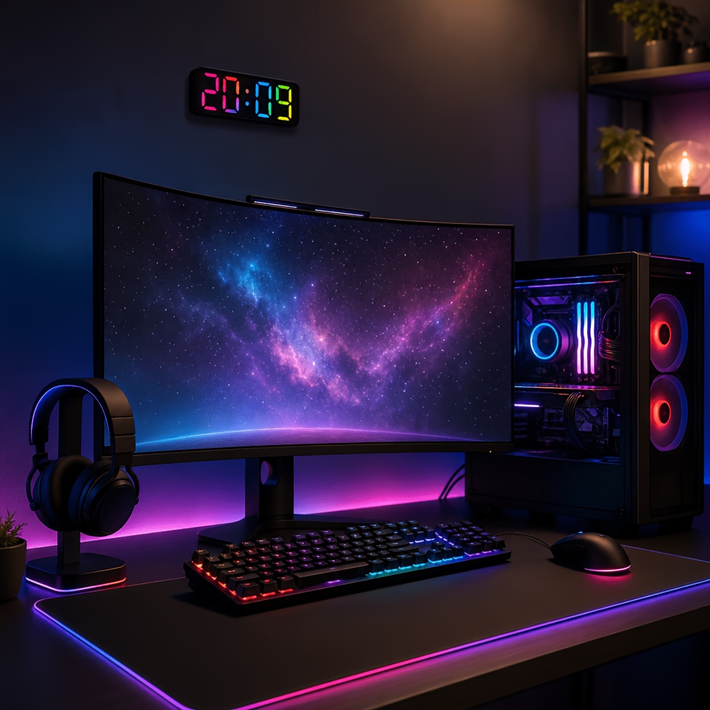 TEMU Large Led Digital Wall Clock - Multi-functional (table/wall Mountable), Options, 7 Rgb Color , , Displays Date/day/temperature, Voice Control