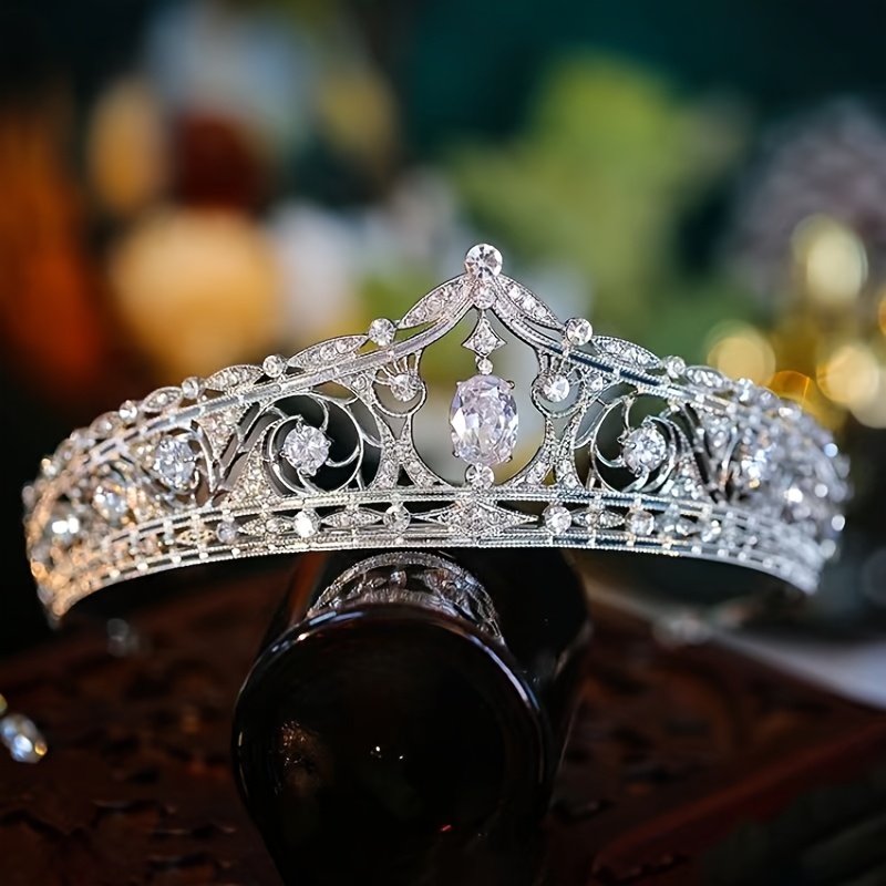 TEMU 1pc New Luxury Crown Bridal Headpiece Novelty Party Makeup Additions Adult Ceremony Birthday Crown