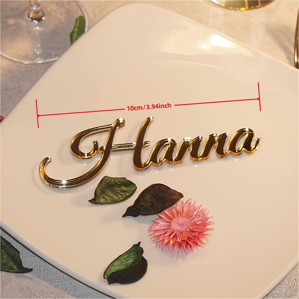 E-shop 2D Flach, individuelle Acryl-Namen-Kuchendekoration - personalisierte goldene Schriftzüge, Desserttischdeko, für Partys, Weihnachten und