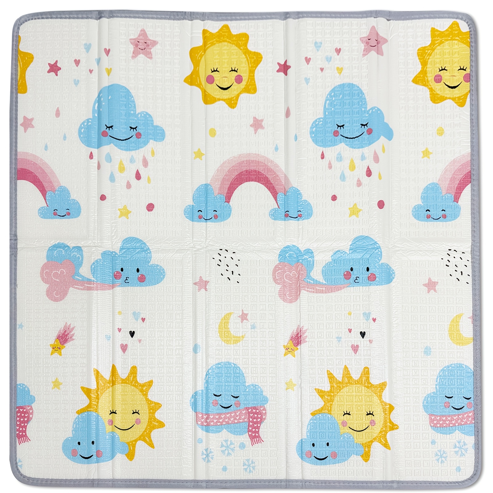 Image of Foldable Play Mat, 50x50 Inch X 0.4 Inch Thick & Play Mat, Safety Foam Play Mat, 50x50 Inch Playpen Mat, Reversible Portable Floor Mat, Birthday Gift, Double Sided Pattern (sun & Planet)