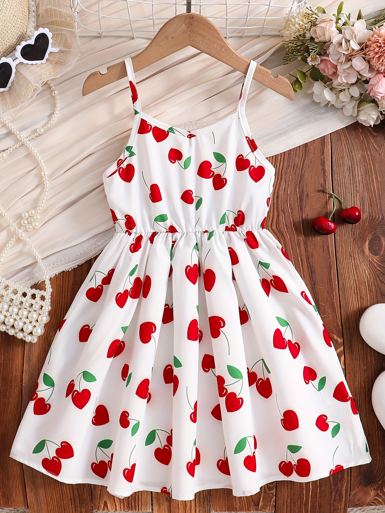 cute cherry print camisole dress young girls summer - Temu United