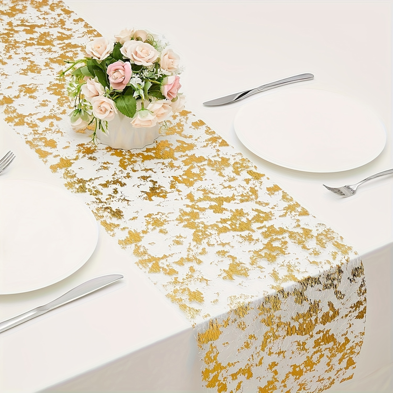 

Elegant Mesh Table Runner - 11x108" Sparkling Polyester Decor, Weddings, Bridal Showers, Birthday Parties & Room Enhancements, Wedding Decorations