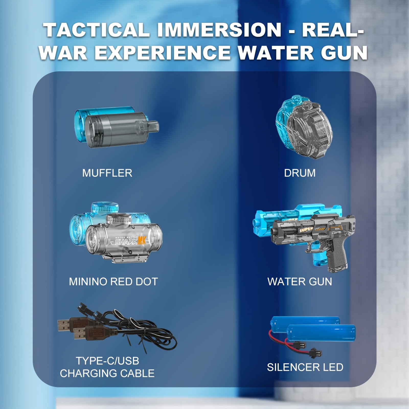 2pcs Electric Water Gun With Realistic Flame Mouth I Ultimate Battle Blaster I LED Flame I Summer Party Toy I Game Toy I Boys And Girls Gift Festival Gift I Birthday Gift