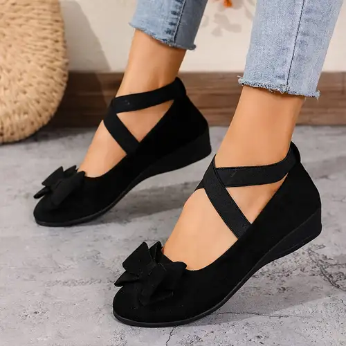 * Cross Elastic Band Wedge Heel Single Shoes, Women Shoes * Cross Elastic Band Wedge Heel Single Shoes, Women Shoes