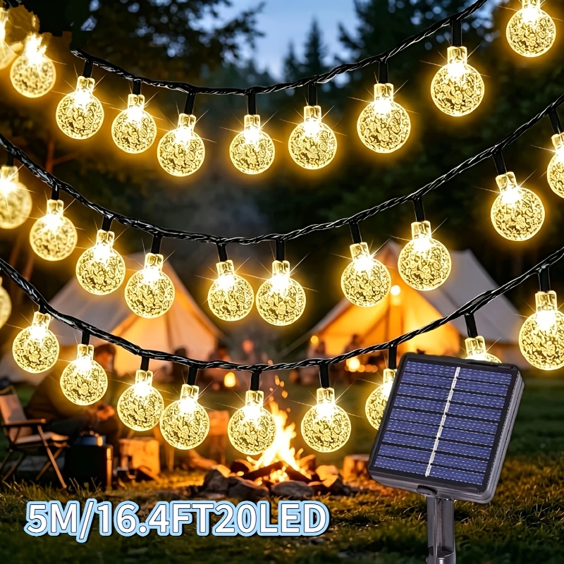 TEMU 1 Pack Of /100 Led Solar Crystal Bubble Ball Light String, Ip54, Suitable For Decoration, , Parties, , Trees, Observation Decks, Fences, Garden