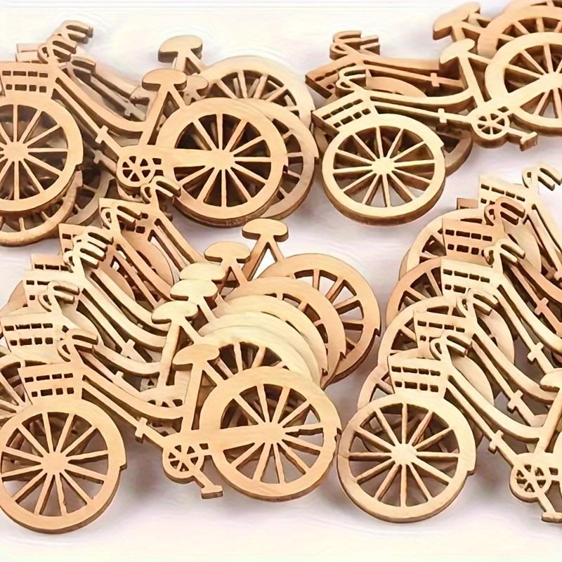20pcs wooden bicycle shaped wood chips diy handmade artworks creative nostalgic decorations suitable for painting art decoration and home decoration