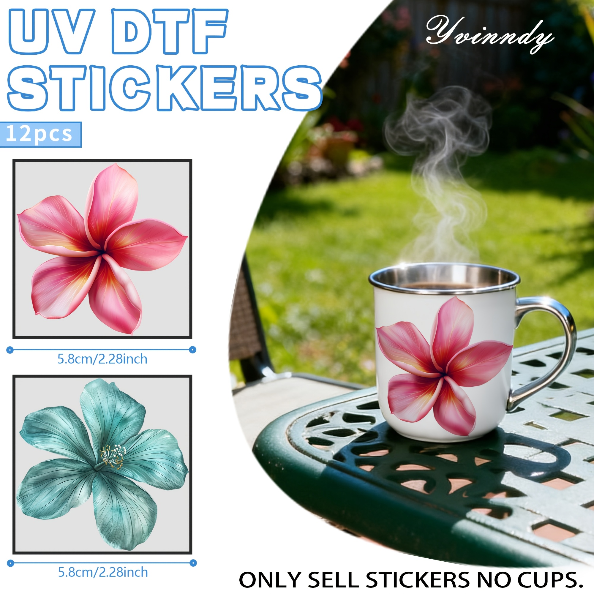 TEMU 12pcs/set Bright Glass Jar Packaging | Uv Dtf High Self Adhesive Vinyl Transfer Paper Suitable For Decorating Cups And Bottles