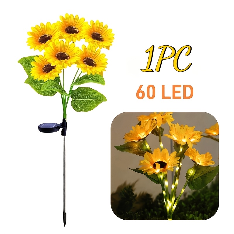 E-shop Sechs-Sonnenblumen-Solarleuchte, Solar-Blumenlampe, geeignet für Außen-Solarleuchten für Partys, Garten- Rasendekoration, Sonnenblumengeschenk