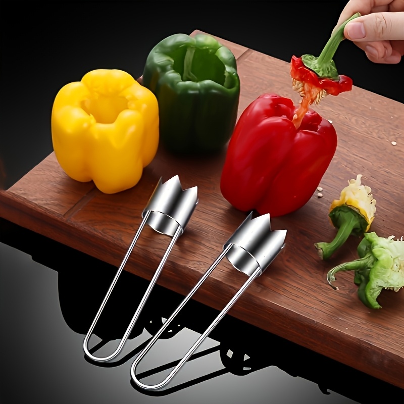 Extractor de Núcleo de Frutas de Acero Inoxidable, Descorazonador de Pimientos Rojos, Cortador de Semillas de Verduras y Frutas, Herramienta de Cocina Práctica para Extracción Rápida, Adecuado para las Cuatro Estaciones