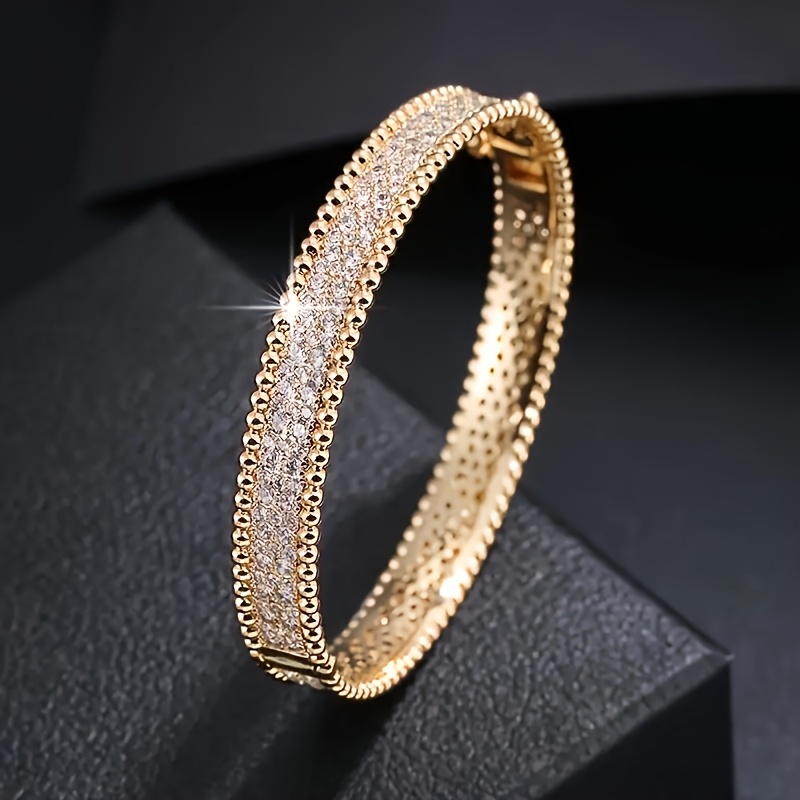 

Elegant Moissanite Bangle Bracelet For Women - 18k Golden Plated, 925 Silvery, Perfect Gift For Valentine's Day & , Includes Gift Box