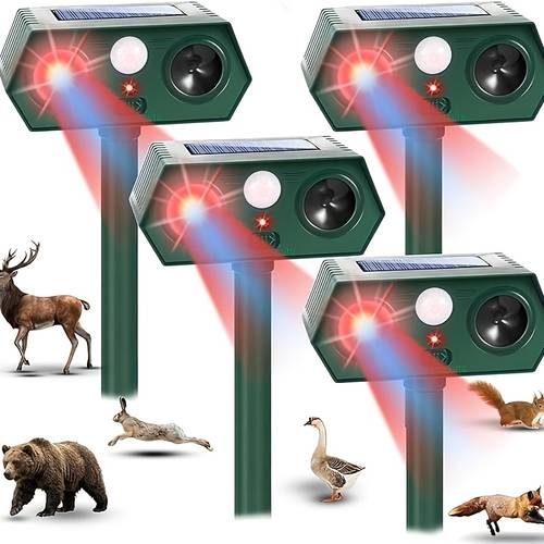 item picture solar powered ultrasonic animal repellents suitable for outdoor cat repellents outdoor deer repellents with pir motion sensor and led flashlights squirrel repellents suitable for cats raccoons rabbits deer and