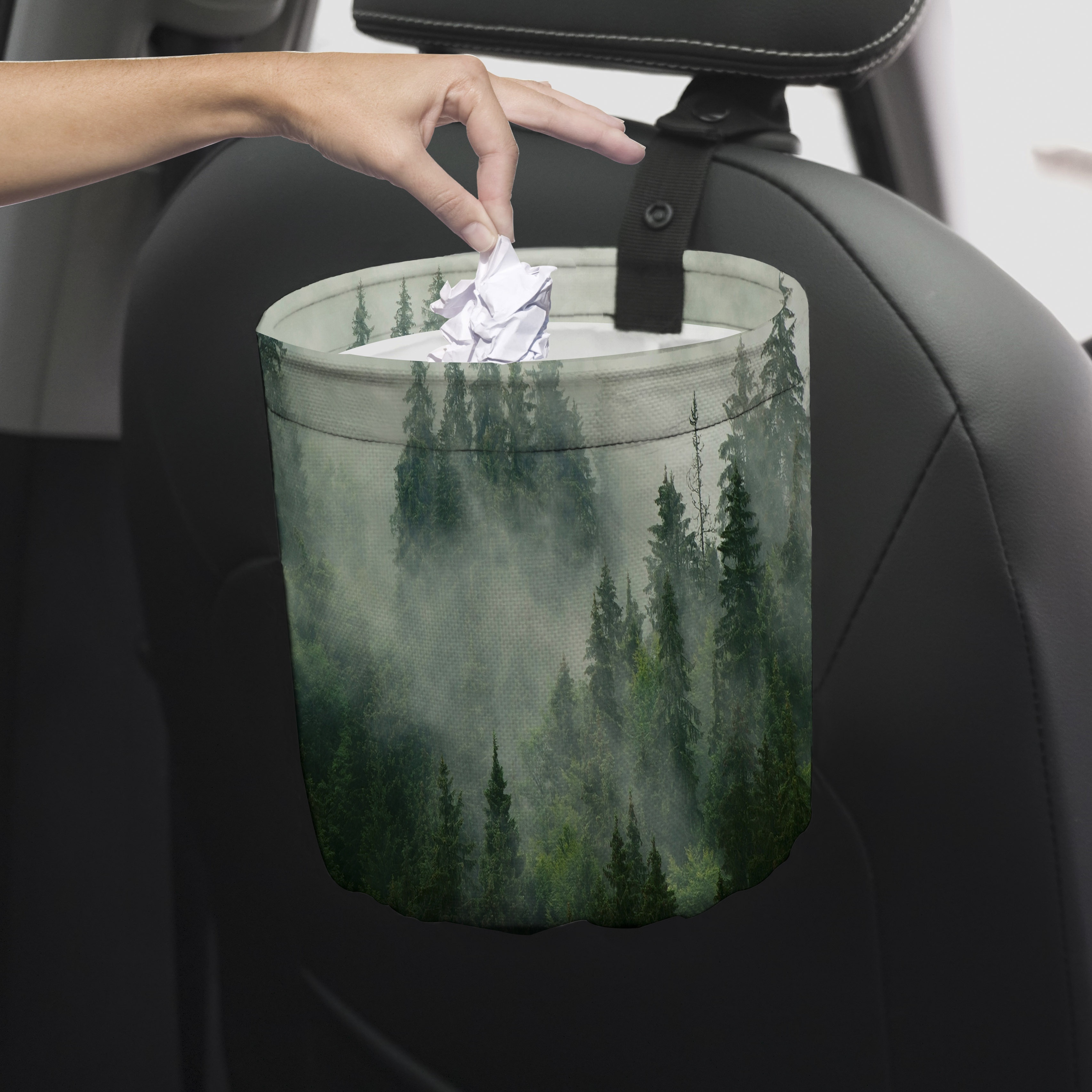 ANKVRP Hanging Car Trash Can – Back Seat Organizer, Waterproof, Plaid Design
