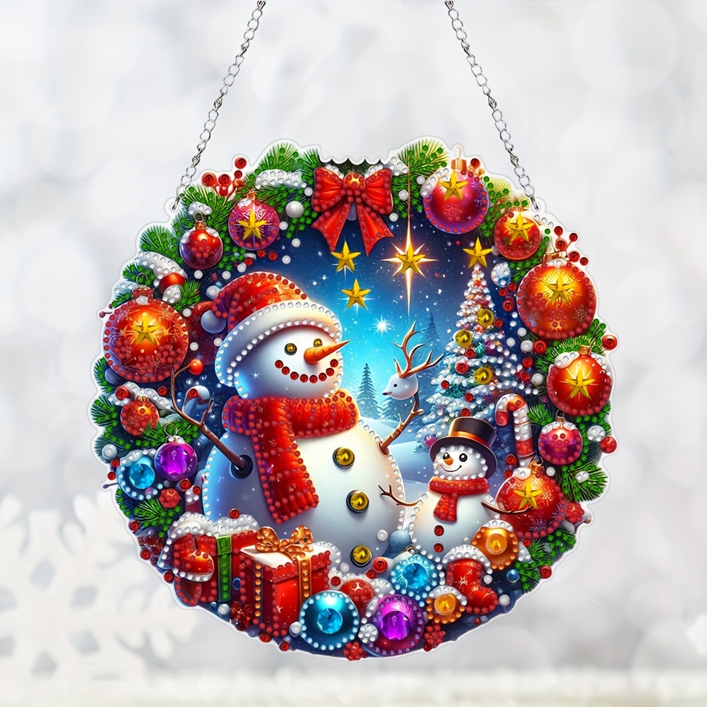 

Pendentif de peinture en diamant DIY en acrylique, conception de guirlande de Noël à double face, décoration de maison, ornement suspendu d'atmosphère festive - Accessoire de bricolage