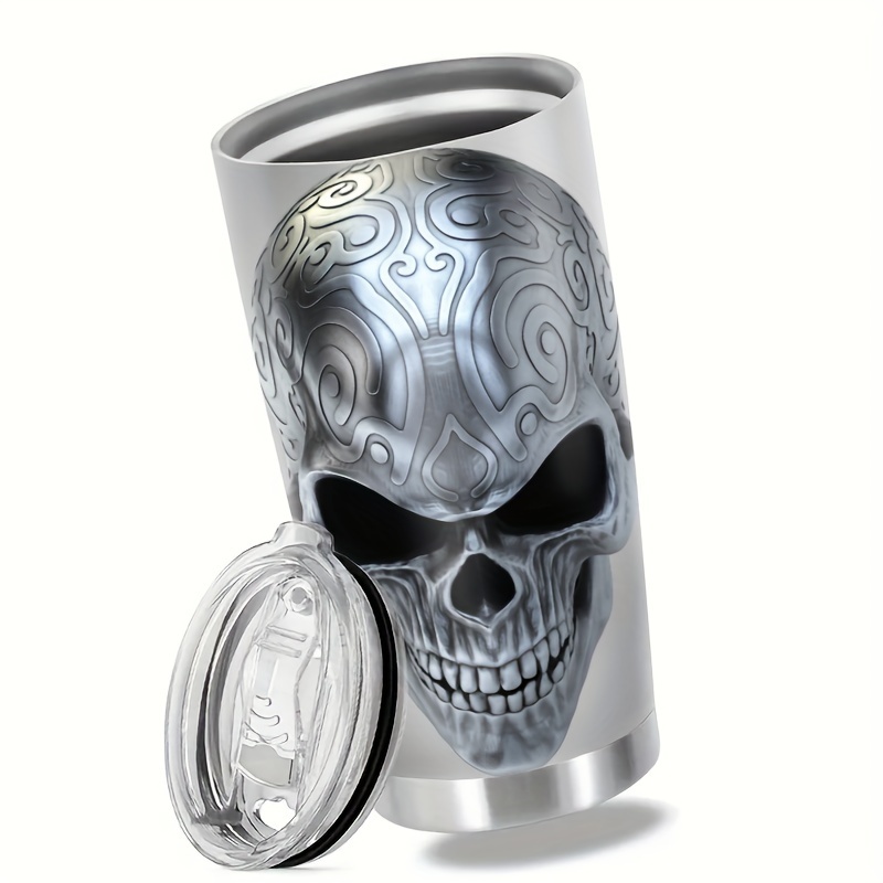 Image of 1pc 20oz Stainless Steel Coffee Cup With Cool Design - Double Walled Vacuum Insulated Tumbler With Lid - Hot For Hours - Travel Mug - Halloween Gifts Gifts