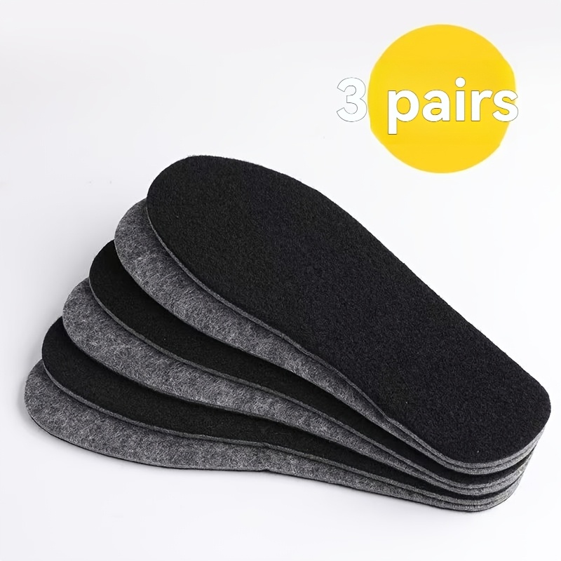 TEMU (3 Pairs) Thickened Felt Insoles, Providing Warmth And Cushioning, Designed To Pressure, And Various Shoe Types