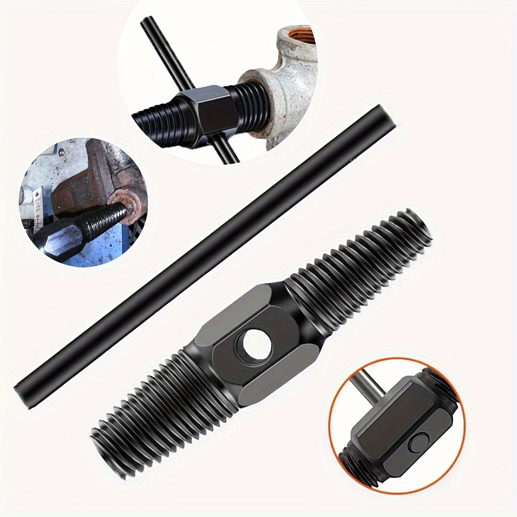 TEMU Carbon Steel Double-ended Broken Pipe Extractor, Dual Thread Faucet & Valve Broken Bolt Removal Tool Kit, Pipe Deburring Thread Repair Tool For Home And Industrial Plumbing Repair