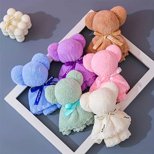 item picture gift for her him 24pcs cute bear towel set with transparent bag gift box suitable for valentines day weddings birthdays mothers day and christmas party gifts holiday giveaways fun accessories soft fabric towels durable textiles