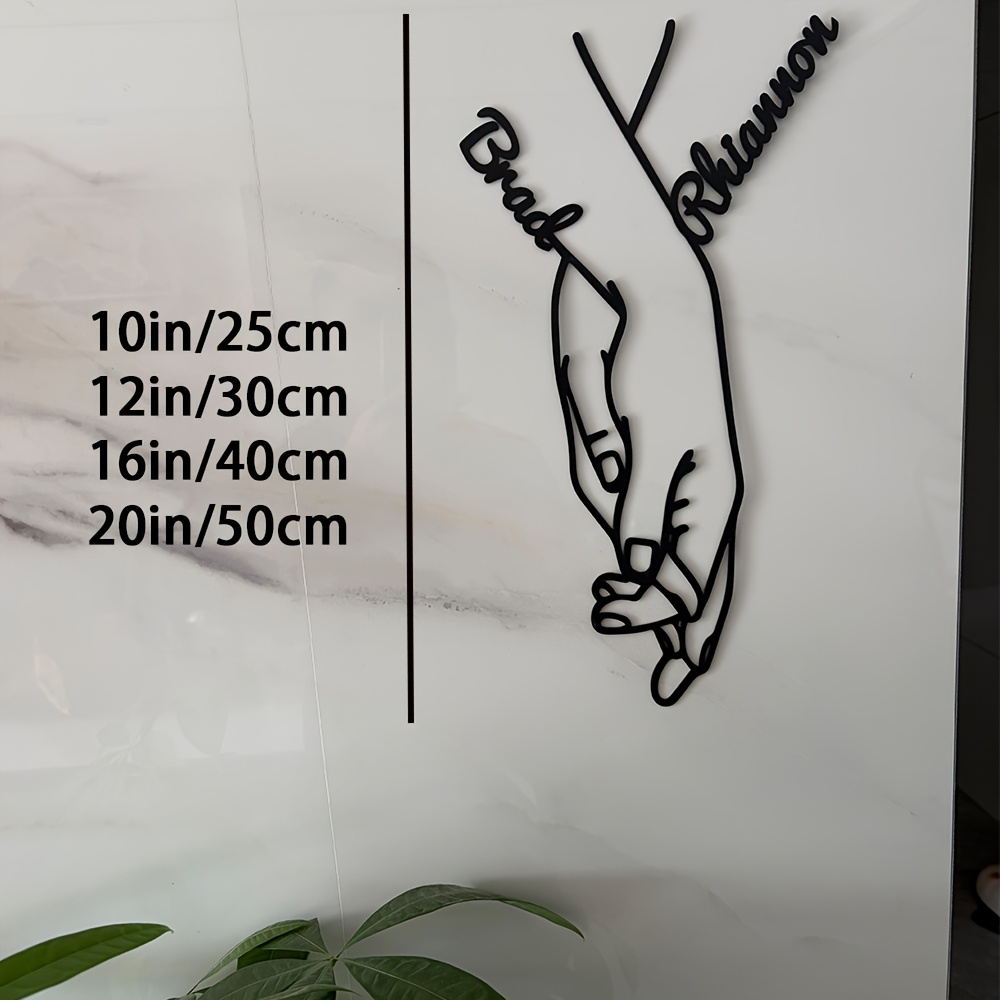 TEMU [2d Flat] A Personalized Couple's Metal Hand Wall Art - Design With Names/text, Hand - Wedding, Anniversary, Valentine's Day Gift - Minimalist