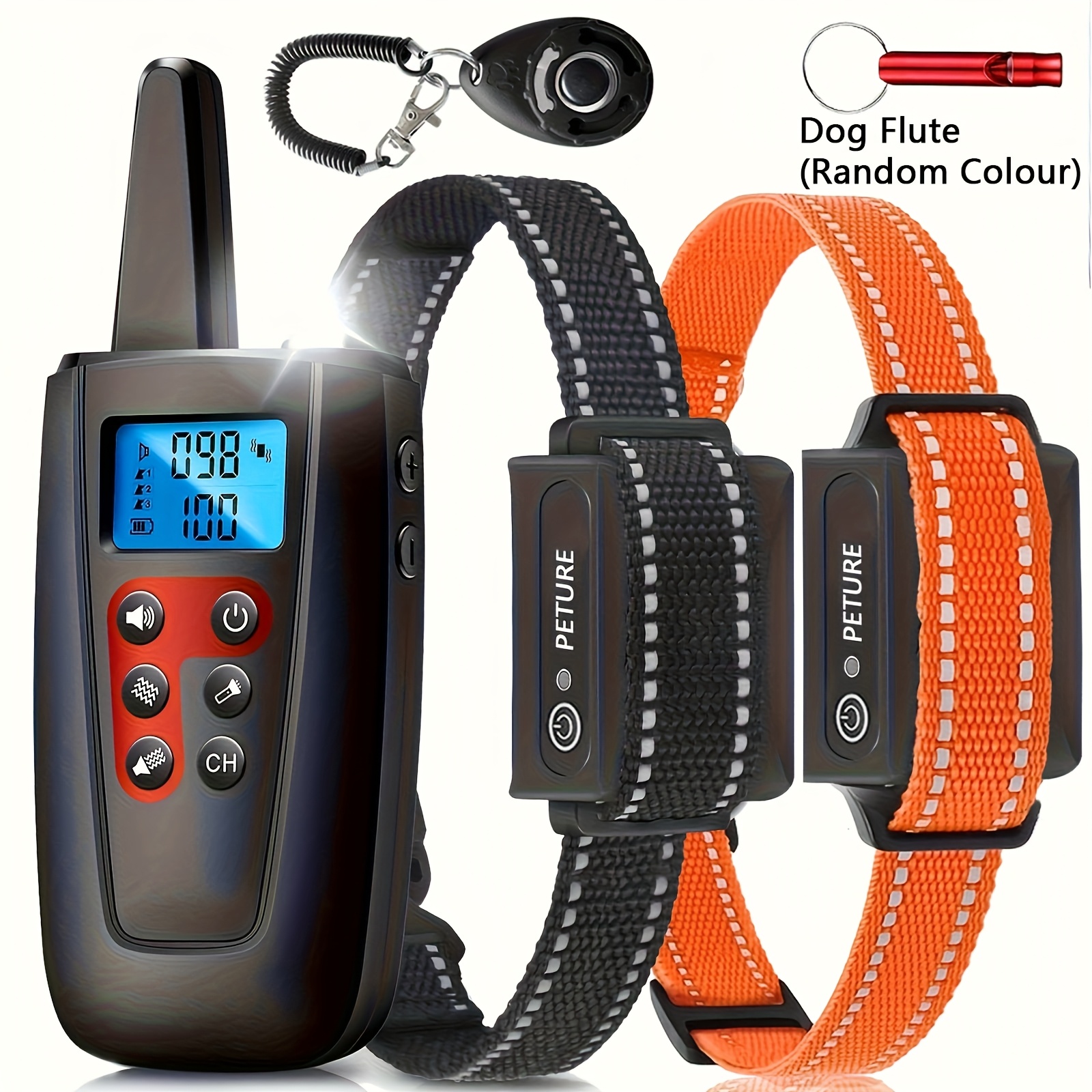   dog training collar with remote 3300ft range whistle clicker anti barking device 3   usb rechargeable shock function for small medium large dogs up to 100lbs dog training durable construction