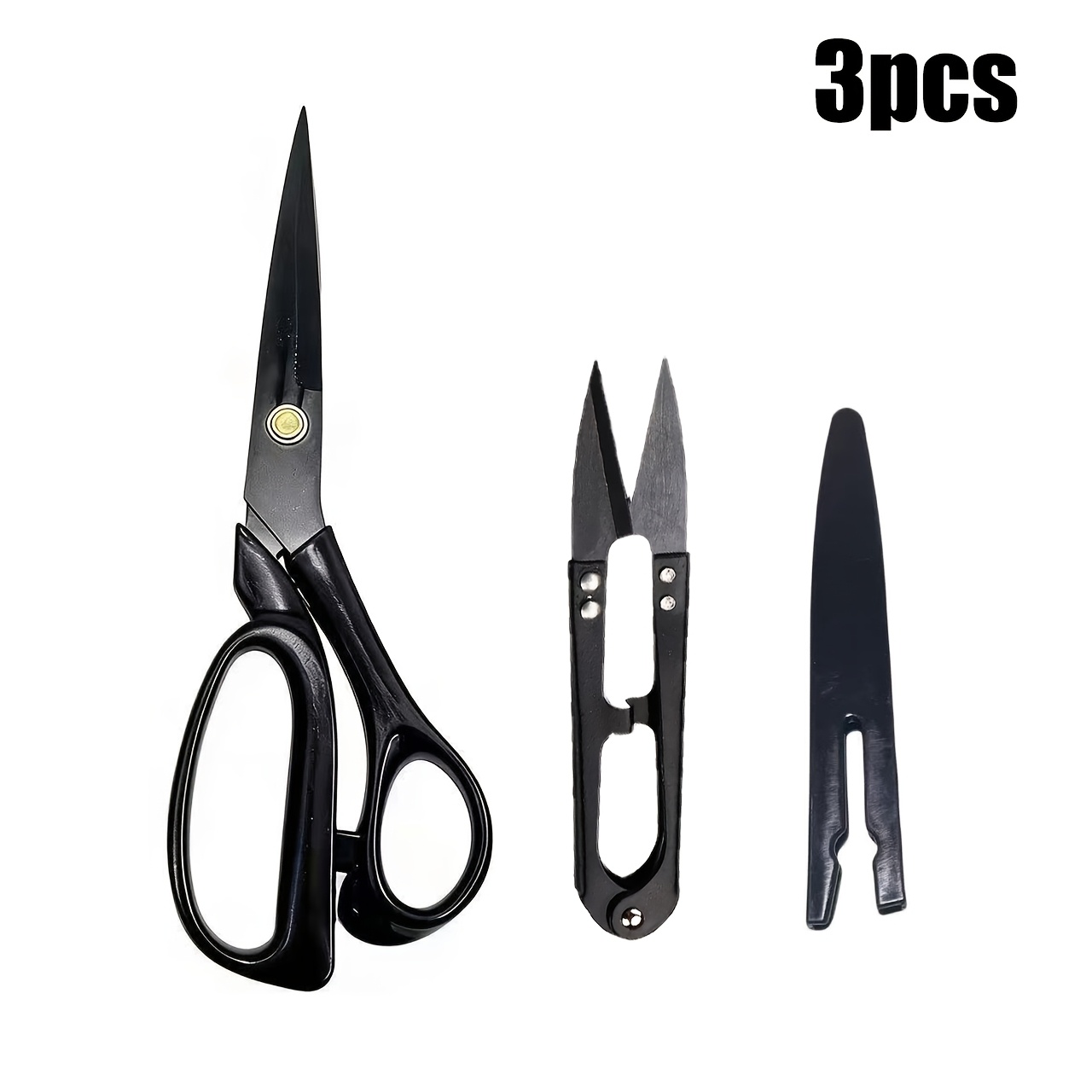 TEMU 3pcs Scissors Professional Heavy Duty Matching Thread Cutter, (tailor Scissors And Protective Cover And Thread Cutter) Sharp Fabric Scissors,