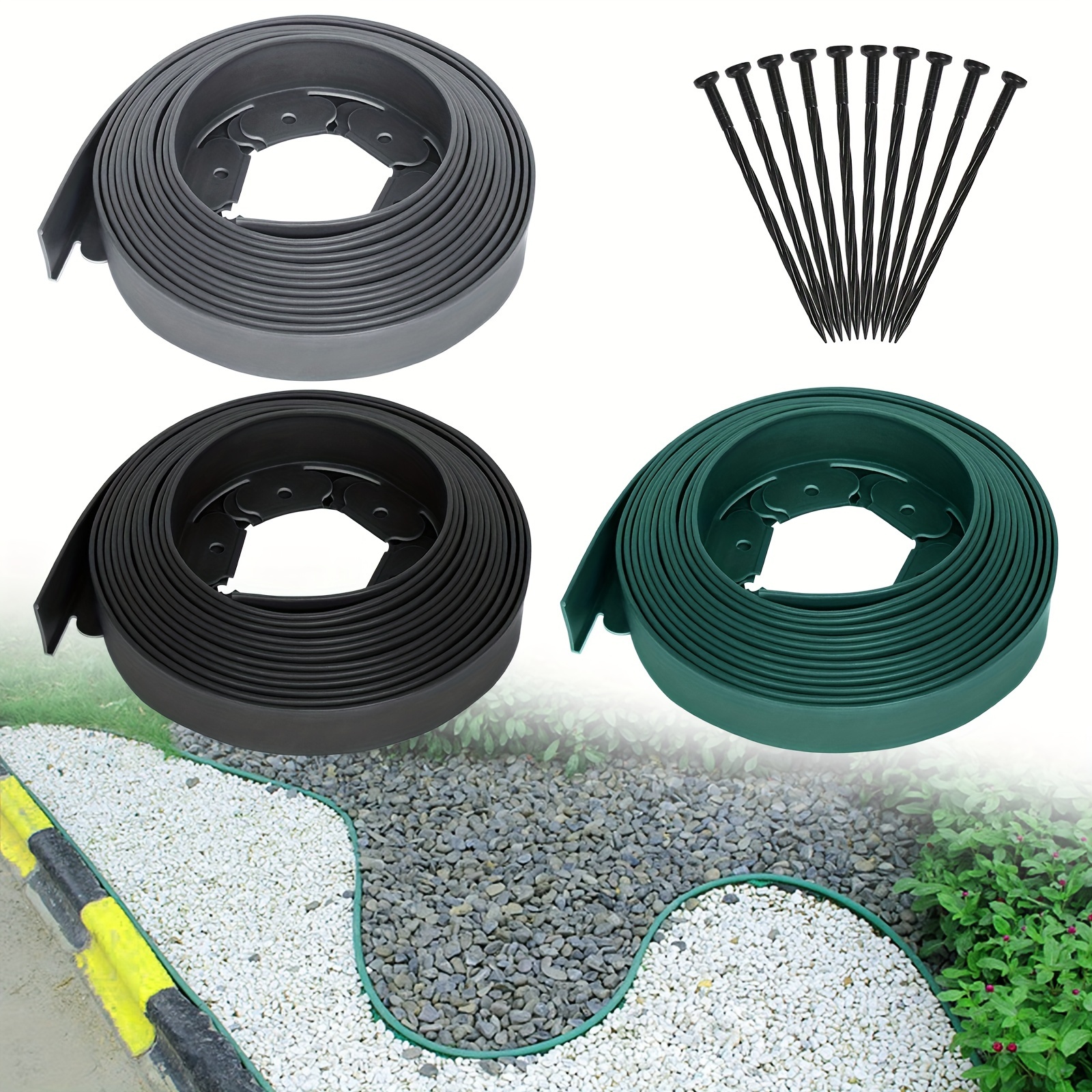 

Lawn Edging Flexible Paving Rolls Plastic Stone For The Garden 10m Replacemet Of Lawn Edging Stones