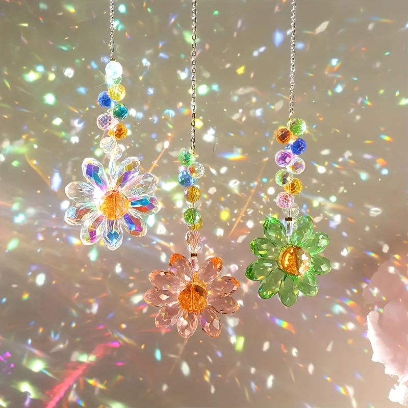 Image of [colorful Glass Suncatchers] 3-pack Glass Garden Suncatchers - Colorful Beads Hanging Decor For Windows, Gardens, Wedding Occasions