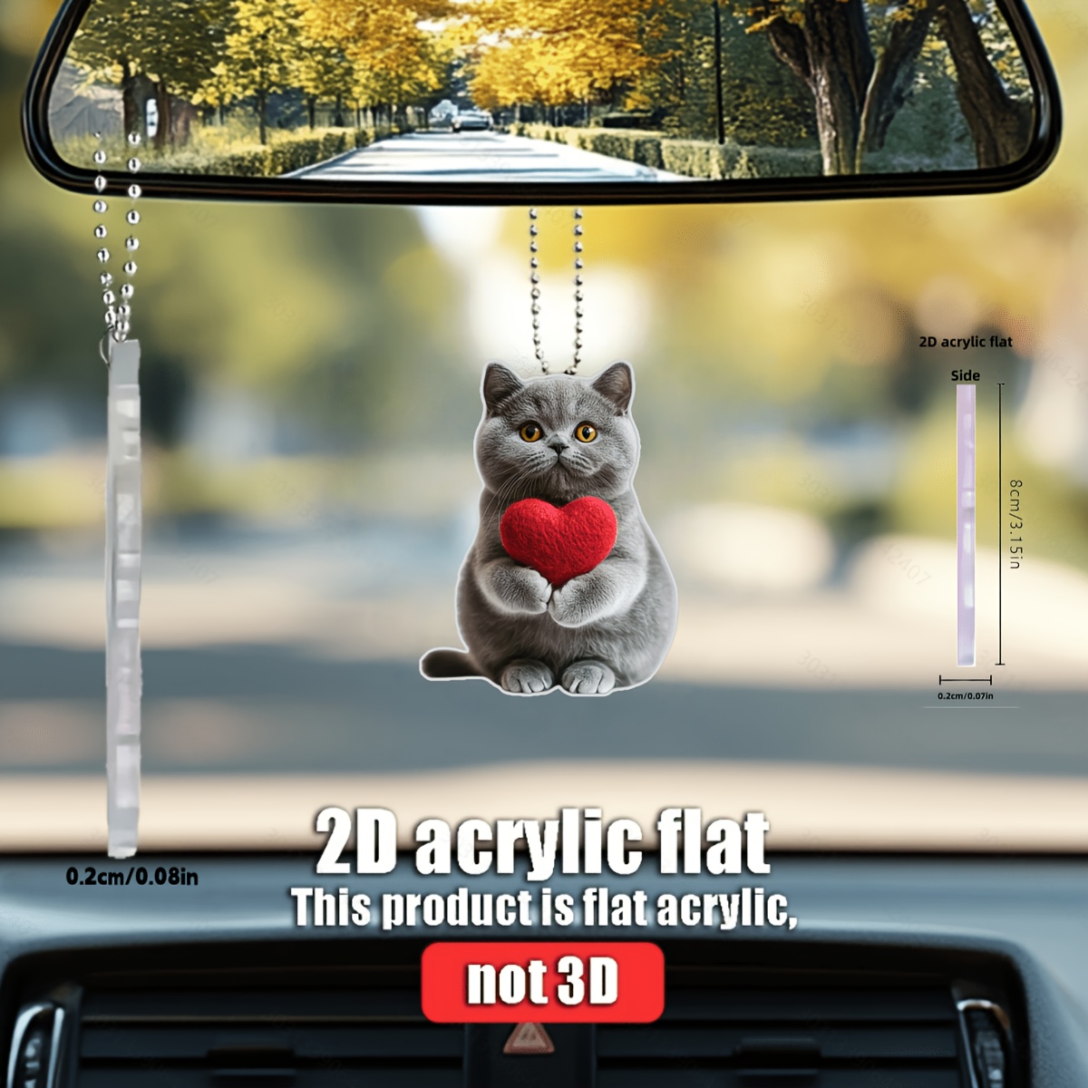 2d Flat, 1 Cute British Shorthair Cat Keychain Pendant, Acrylic 2d Hanging Accessory, Suitable For Men And Women, Exquisite Interior Decoration