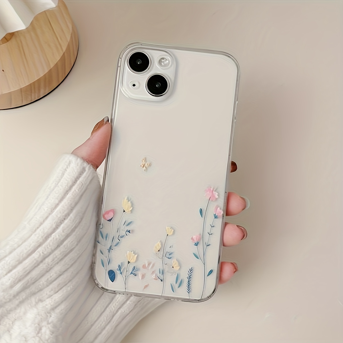 TEMU Phone Case: 1 Colorful Flower Transparent Shockproof Case, Compatible With Iphone 18/17/16/15/14/13/12/11 Pro Max, Xs/xr/x, 7/8/plus. A Unisex
