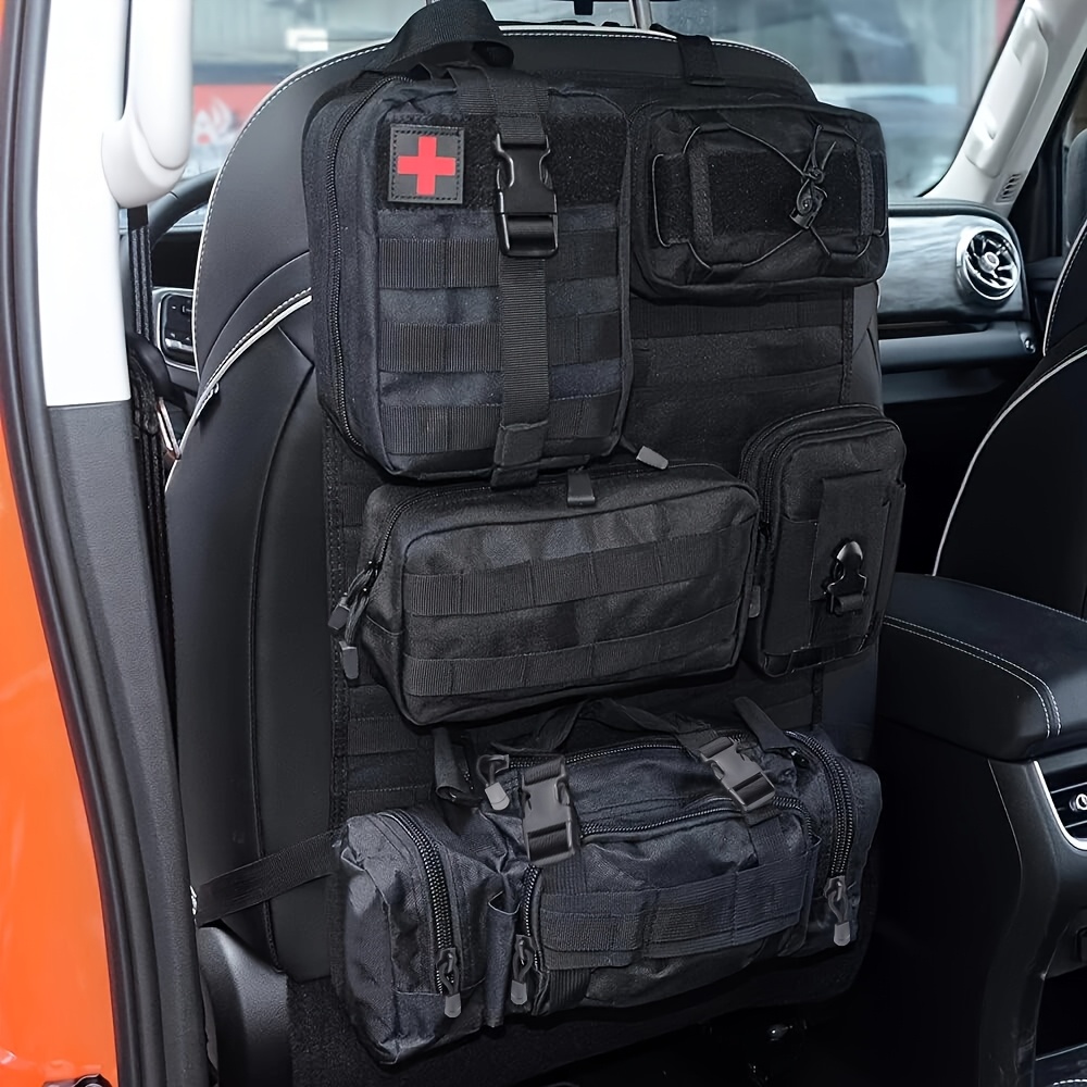 Tactical Car Seat Back Organizer, Upgrade Vehicle Panel with 5 Detachable Molle Pouches, Army Green, Khaki, Universal Fit for Most of Vehicle, Army Green, Khaki, Perfect for Father'S Day Gift, Car Seat Organize