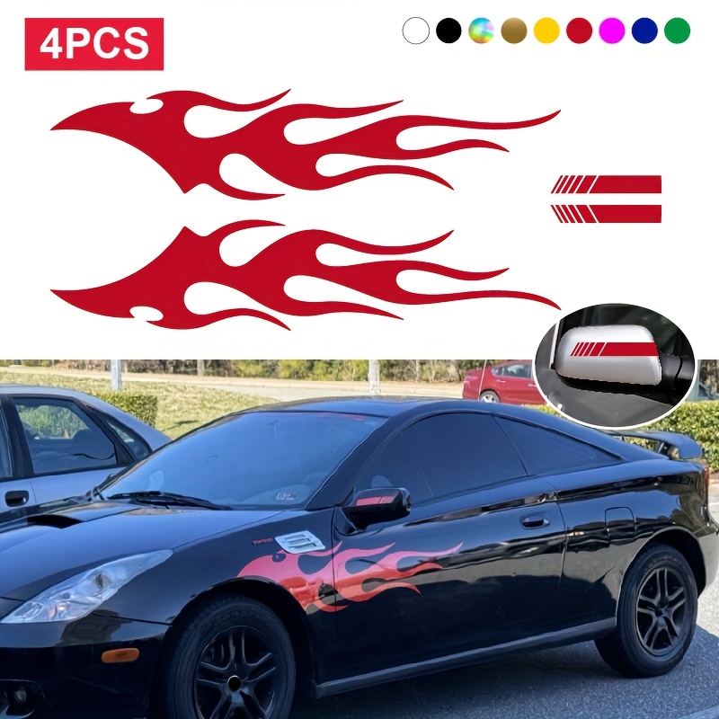 

4pcs Stickers Flames Flaming Auto Body Stickers Stripe Car Door Decals Waterproof Decorative Decal