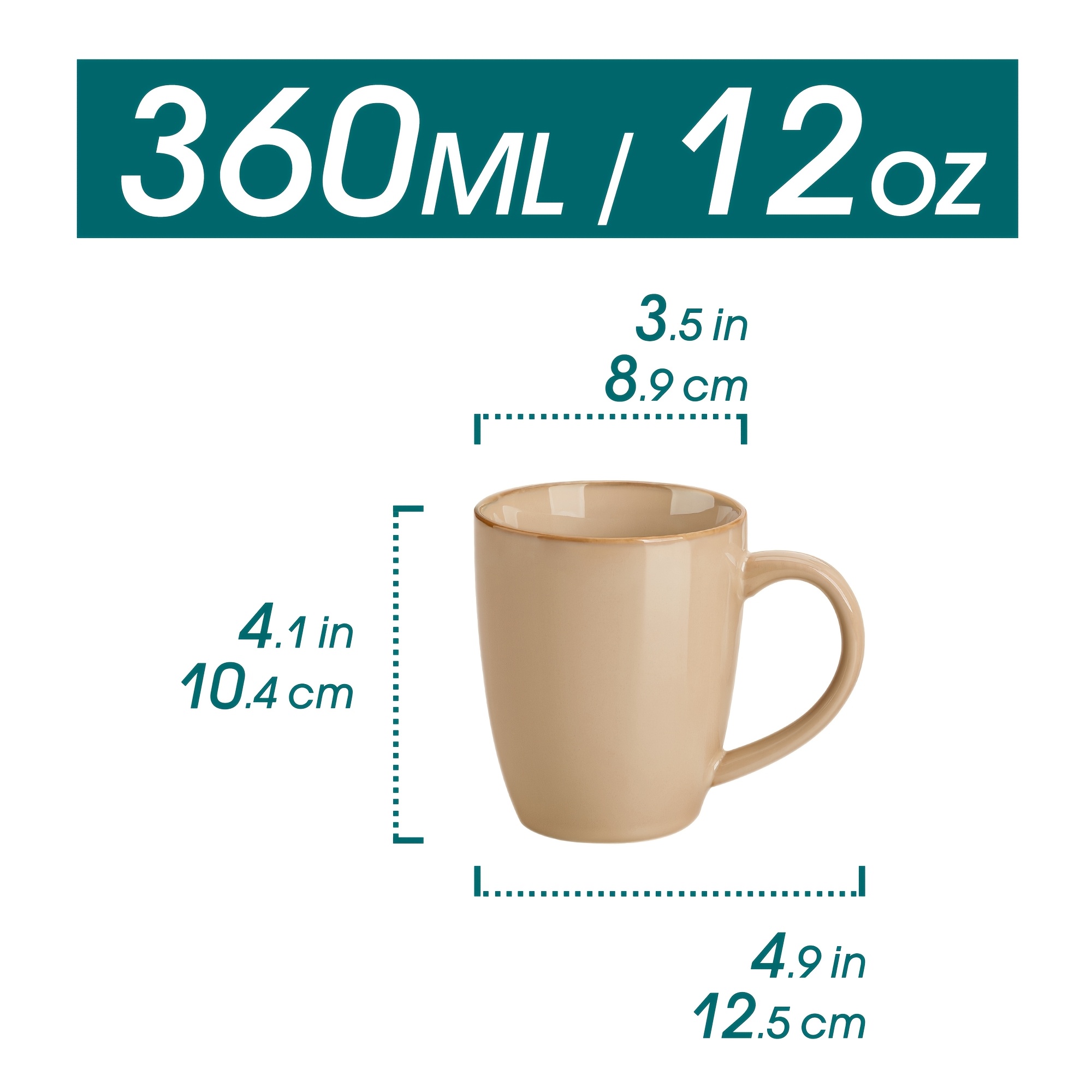 Image of Set Of 4 Stoneware Mugs In Brown, 12/16 Oz - Safe For Dishwasher And Microwave, Ideal For Coffee, Cappuccino, Hot Chocolate, And Tea