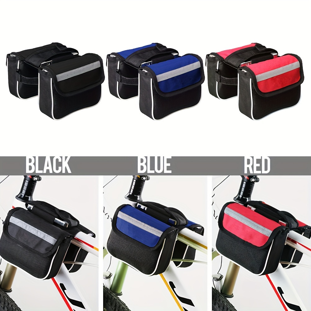 

1pc 3 In 1 Bicycle Bag, Bicycle Top Tube Frame Bag, Mountain Bike Saddle Double Bag, Cycling Phone Case, Bicycle Pouch, Bike Accessories