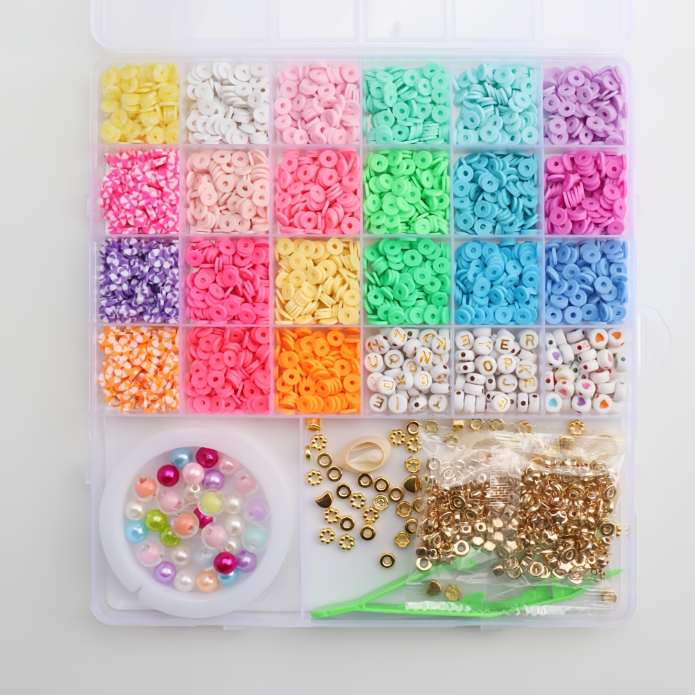Image of 2d Flat - 5300pcs Clay Beads Bracelet Beading Kit, Friendship Bracelet Kits Flat Beads For Jewelry Making, Polymer Heishi Beads Set For Bracelet Necklace Crafts Gift