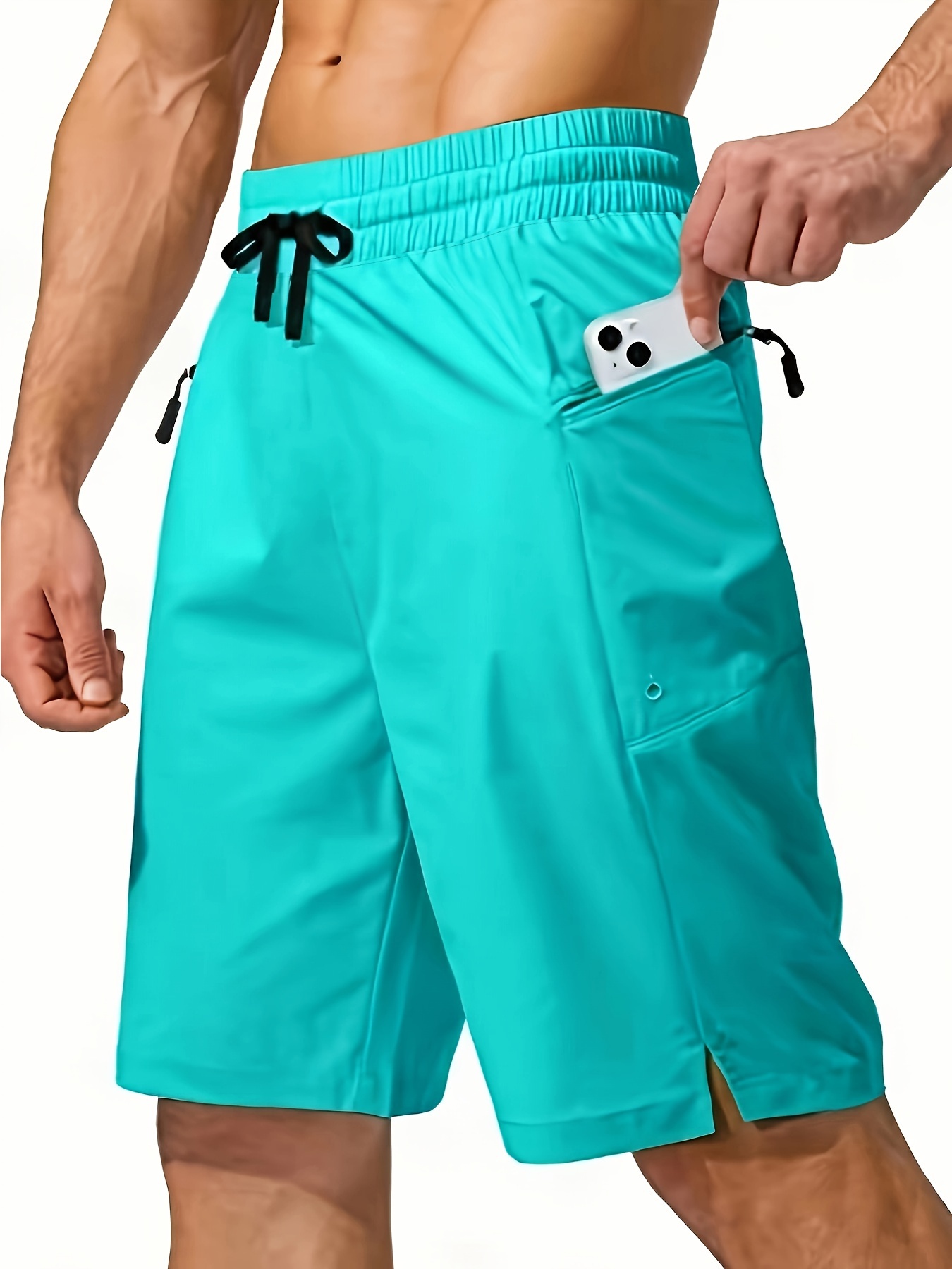Men's Slim Swim Shorts With Zipper Pockets Quick Dry Swimsuit Sports Swim  Trunks