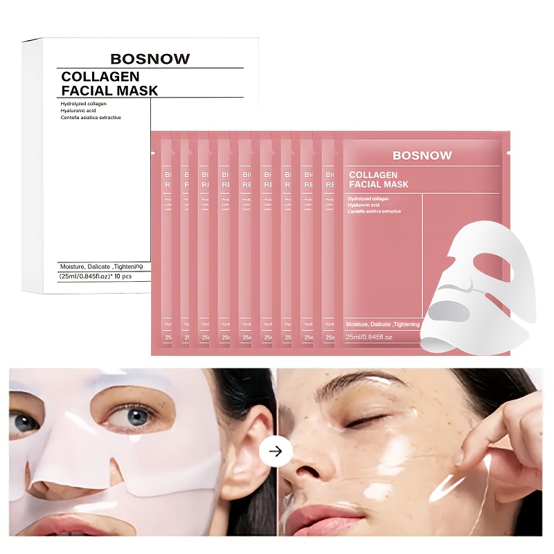 10pcs   bio collagen face mask set rich in collagen nicotinamide and hyaluronic acid   moisturizes hydrates and locks in moisture reduce the   of dark spots discoloration suitable for dry and loose skin