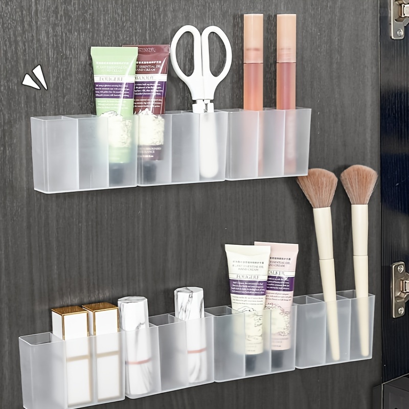 

Easy-install Wall-mounted Storage Organizer - Transparent, No-drill Design For Bathroom & Lipstick Display