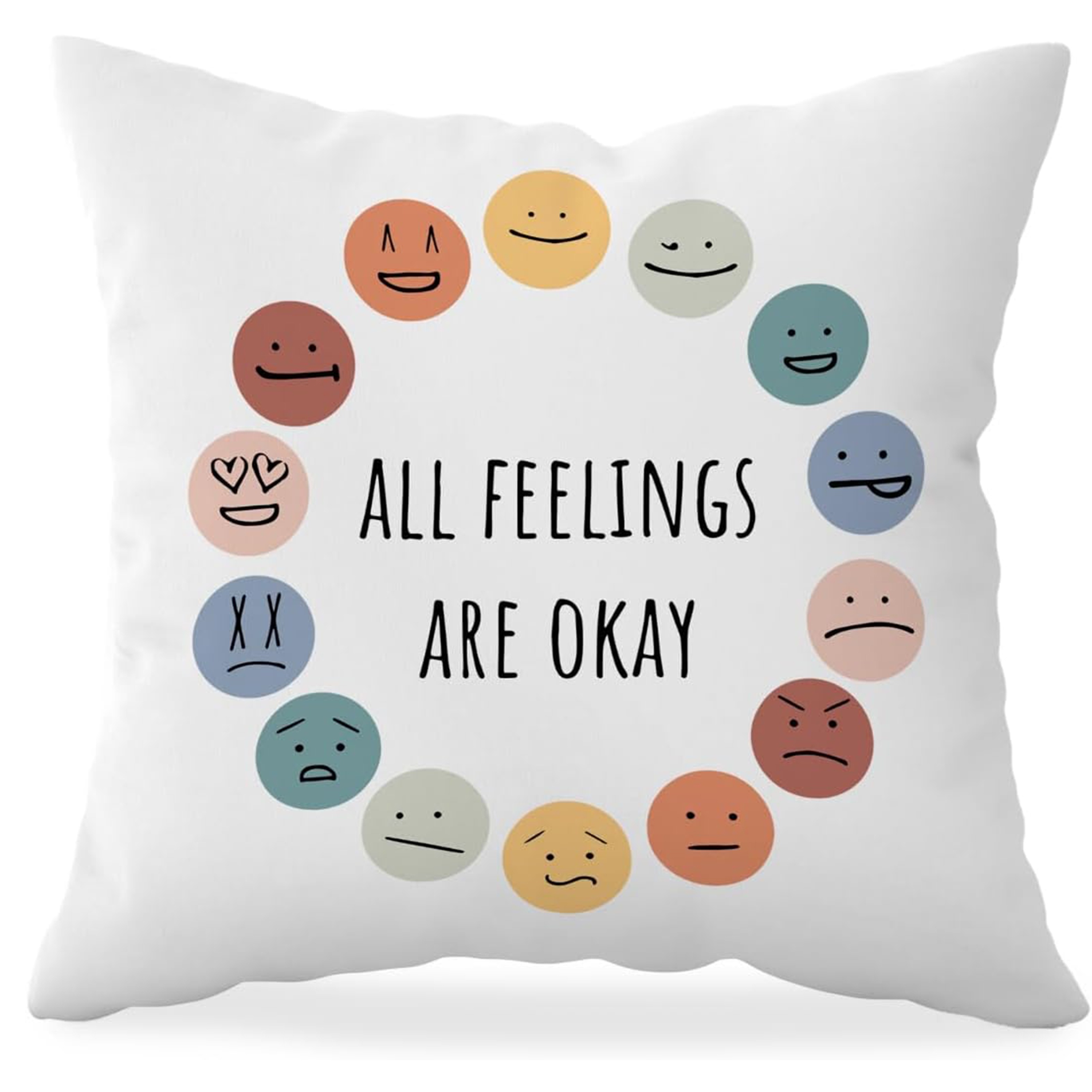 

1pc, Polyester Inspirational Quote Pillow Covers, All Feelings Are Mental Health Throw Pillow Cover, Teacher Pillows For Classroom, Single Sided Printing, No Pillow