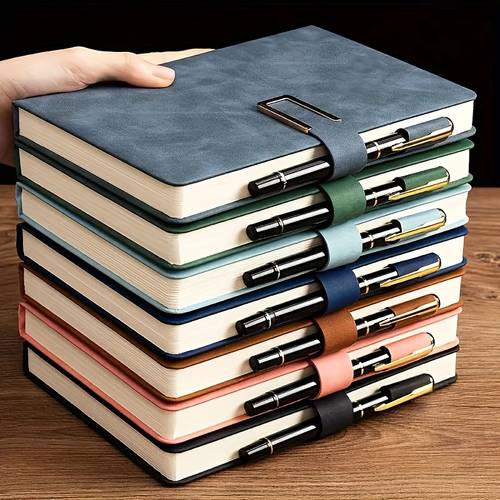 vintage a5 notebook with personalized soft cover and bookmark business meetings and university life