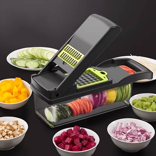 tagliaverdure 17-in-1, tritaverdure, affettaverdure multifunzionale con 7 lame, guanti, spazzola per la pulizia, pelapatate per tagliare verdure e frutta, tritacarne da cucina, macchina da cucina